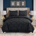 thumbnail image 3 of HAOK Pinch Pleat Comforter Set 8 Piece, Cal King Size, Black, 3 of 6
