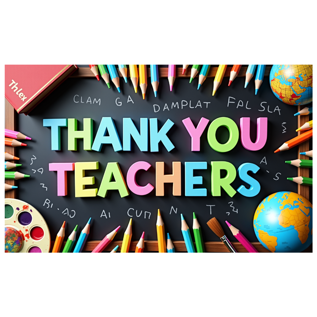 Colorful Thank You Teachers Backdrop Banner, Teacher Appreciation Day Decor, Education Theme Background, for Classroom Celebrations Teacher Parties Photo Props