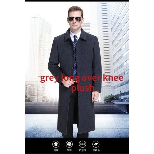 QueenLine Cashmere Natural Long Over Knee Jackets Loose Casual Woolen Coat