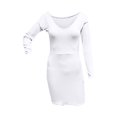 thumbnail image 4 of LLYwey Aubaines Robes pour Femmes Formelles Mode Uni Col en V Manches Longues Fourreau Robe Moulante Nouvelle Robes Portefeuille Blanc TTG, 4 of 5