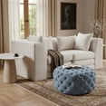 thumbnail image 2 of Meridian Furniture Addison Ottomane et Banc en Velours Bleu Ciel à Boutons, 2 of 4