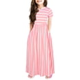 thumbnail image 1 of B91xZ Robe Midi pour Filles à Manches Courtes, Robe Habillée de Vacances, Rose 11-12 Ans, 1 of 4