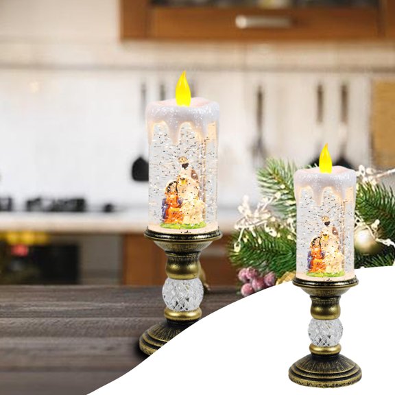 Dvkptbk Ornement Lumineux en Résine de Noël, Petite Veilleuse Rétro avec une Belle Boîte à Musique. avec Ampoule Led pour Salon Chambre Couloir Patio Intérieur Extérieur. (100 ml Lumière Décorative Essentiels pour la Maison