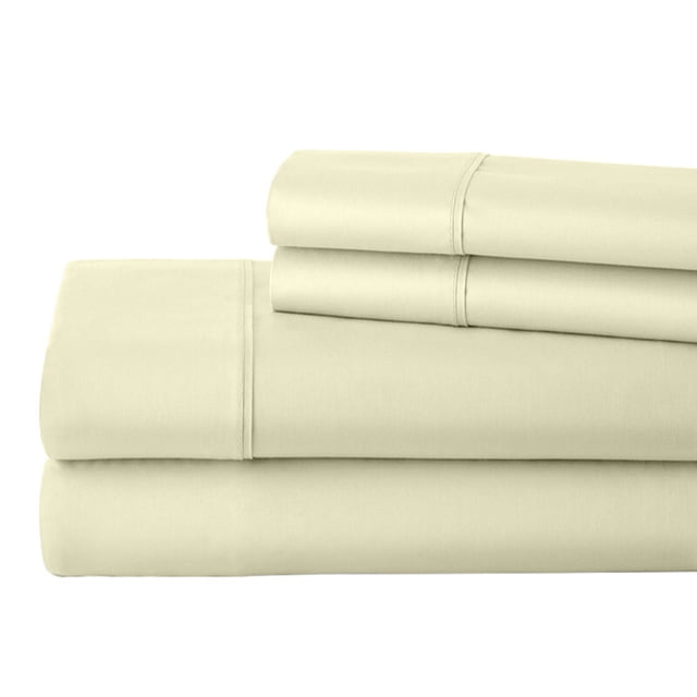 Real 1000 Thread Count Full Extra Long Size Sheets 100% Egyptian Cotton 4 PC Sheet Set, Luxurious Bedsheet Sets Soft Silky Sateen Weave, Breathable, Fits Upto 15 Inch Deep Pocket Mattress - Ivory