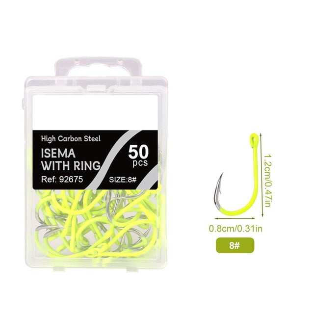 50pcs Fluorescent Fishing Hooks Barbed Single Circle Carp Hook Sea Fishinhook