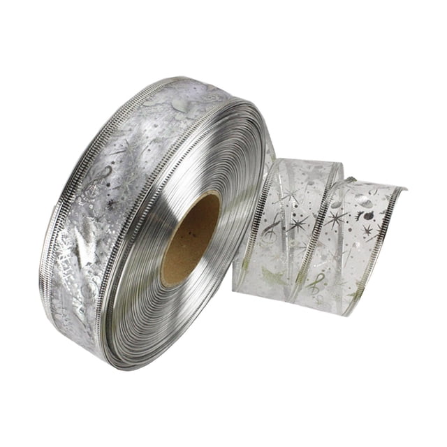 Hangs Ribbon Wired Sheer Glitter Ribbon for Christmas Decoration for Parties and Tree Ornaments 2m Hanging Decorations