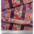 thumbnail image 3 of Soimoi Polyester Crepe Fabric Flower Vase,Cat & Girl Patchwork Decor Fabric Printed Yard 52 Inch Wide, 3 of 3