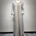 thumbnail image 4 of Robe Abaya Musulmane Femme, Caftan à Col en V, Robe de Prière Islamique, Robe Brodée Effet Bronzage, Robe Longue de Soirée pour les Fêtes, 4 of 6
