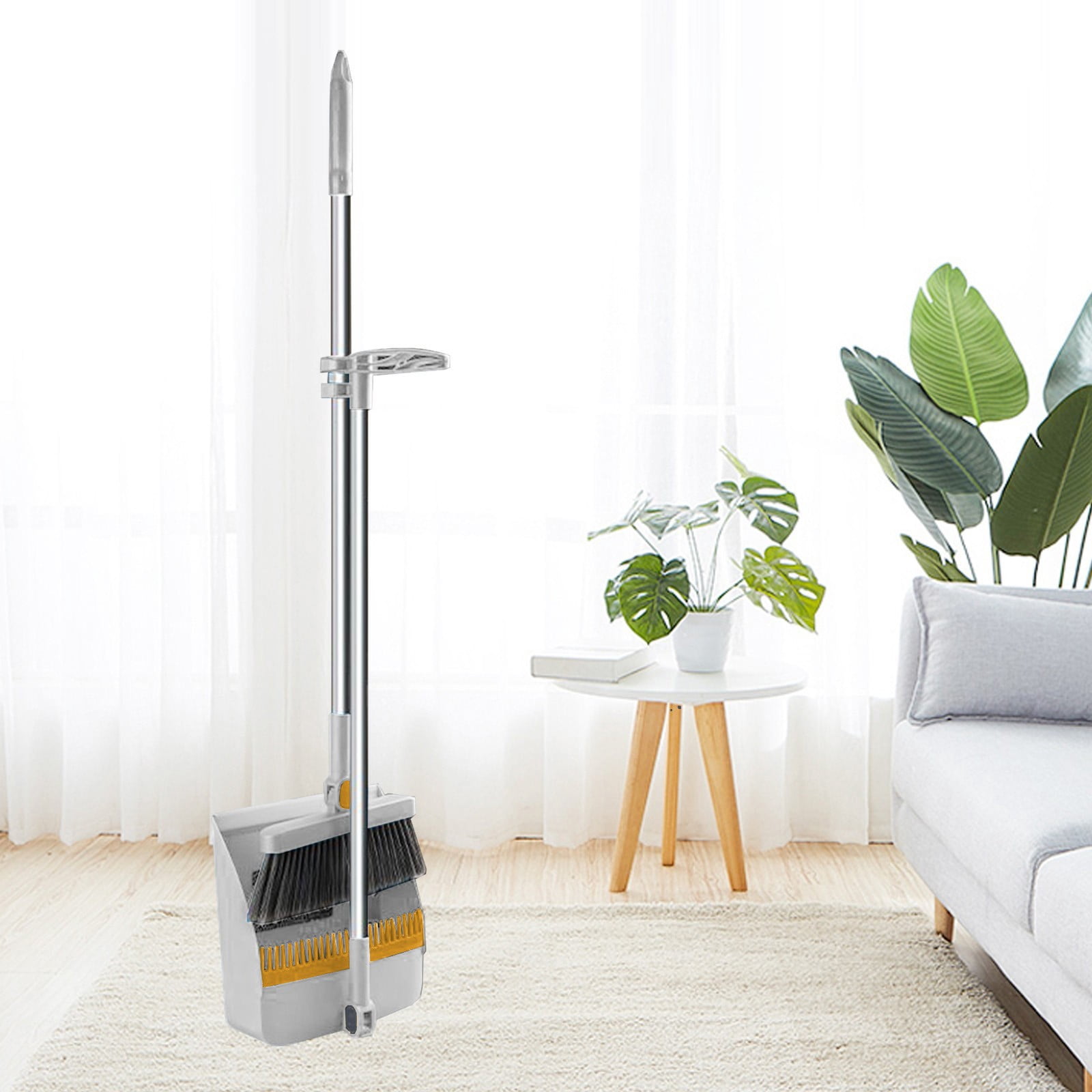Chmadoxn Brooms And Dustpan Set Double-layer Scraper Foldable Dustpan Non-stick Hair Dustpan Sweeping Brooms 180-degree Rotatable Brooms For Vertical Storage Broom and garbage shovel