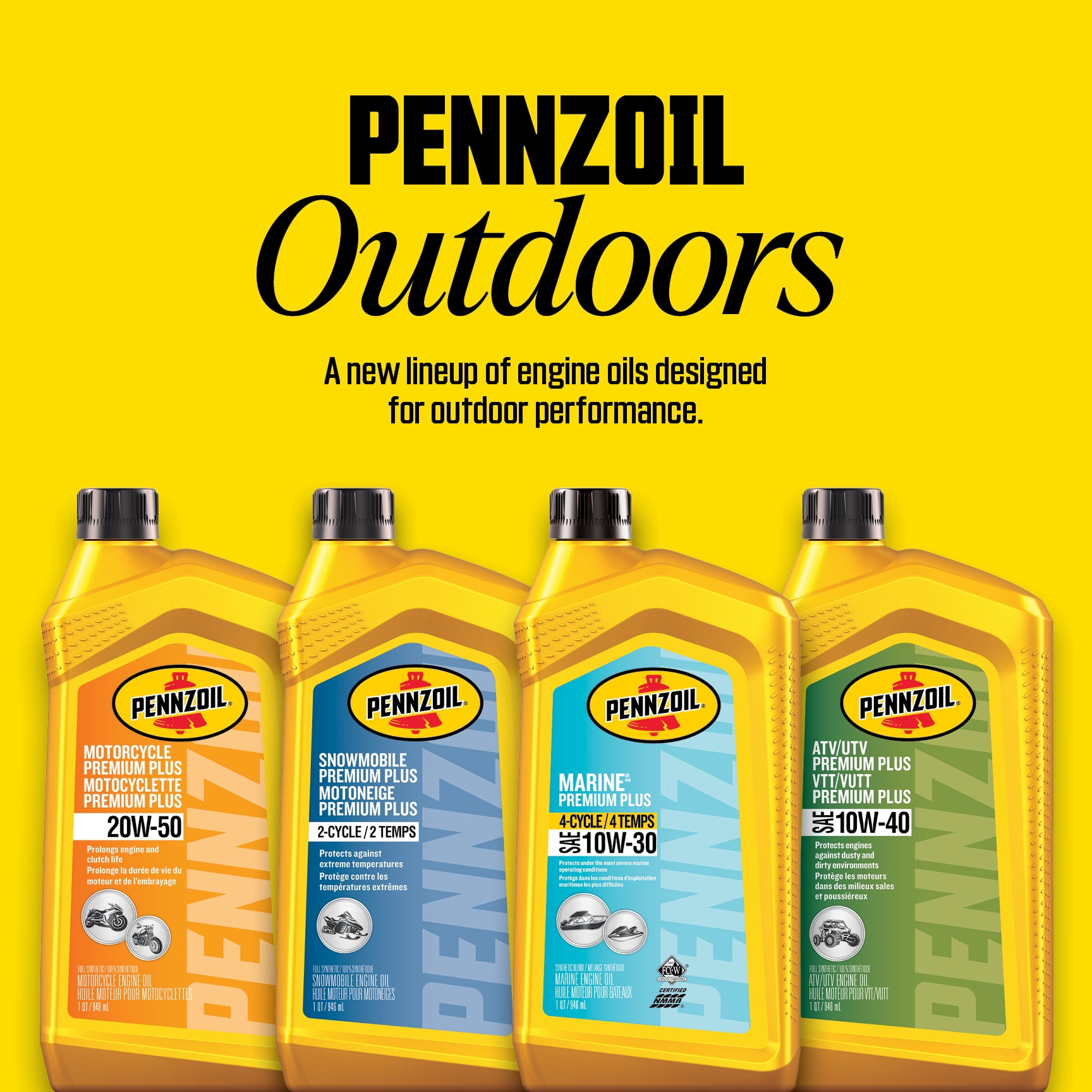 Pennzoil Snowmobile Premium Plus 2-Cycle Engine Oil, 0.946 Litre