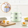 thumbnail image 4 of Adult Lunch Boxes for Men, Bento Boxes Stainless Steel School Lunch Container Insulated Lunchbox Men Leakproof Bento Boxes Lunchable Box, Green-2 Layer, 4 of 6