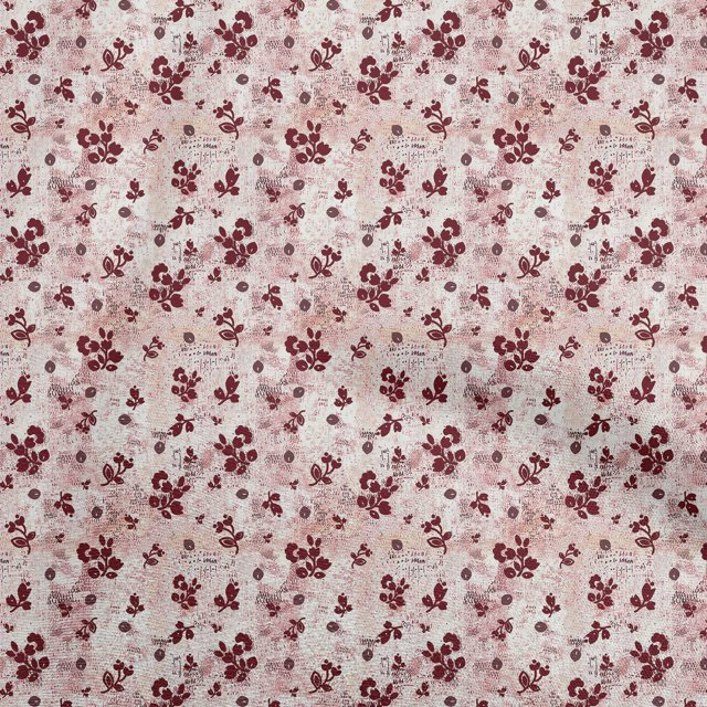 oneOone Velvet Maroon Fabric Floral & Greenery Sewing Craft Projects Fabric Prints By Yard 58 Inch Wide-64