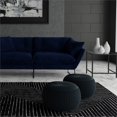 thumbnail image 2 of Grafton Transitional Round Pouf in Dark Blue Velvet Fabric, 2 of 8