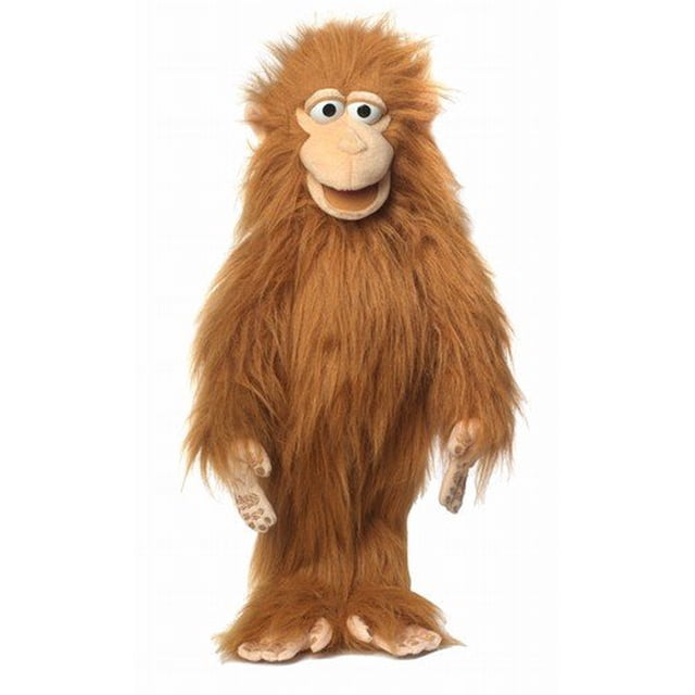 Marionnette de Style Ventriloque Intégrale de 28 Pouces Silly Monkey par Silly Puppets, avec une Fourrure Brune Douce, de Grands Yeux Expressifs et une Bouche Mobile. la Marionnette Comprend des Détails Imprimés à l'Écran sur Ses Doigts et Est Fournie avec une Tige de Bras pour le Mouvement de la Main. Idéale pour le Jeu d'Imitation, le Ministère des Marionnettes, les Spectacles Scolaires et le Théâtre.