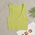 thumbnail image 2 of AherBiu Camisole Tops for Women Summer V Neck Low Cut Ribbed Knitted Slim Fitting Stretchy Solid Color Cropped Tank Tops, 2 of 3