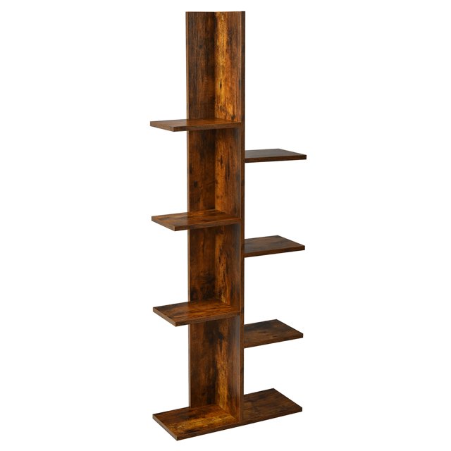 Costway Bibliothèque à 8 Étagères Arbre Autoportant Présentoir de Rangement Café