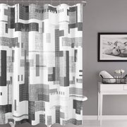Grey Shower Curtain White Shower Curtain Set Waffle Weave Gray Geometric Shower Curtains for Bathroom Water Repellent Bathroom Decor Liner with Hooks Bath Curtains for Hotels, 72x72 Hunter Grey