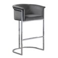 thumbnail image 1 of Tabouret de Bar en Velours Gris Foncé (Simple) avec Base en Métal Argenté Chromé, 1 of 3