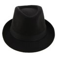 thumbnail image 2 of Men's Manhattan Structured Gangster Trilby Wool Felt Fedora Hat Black, 2 of 8