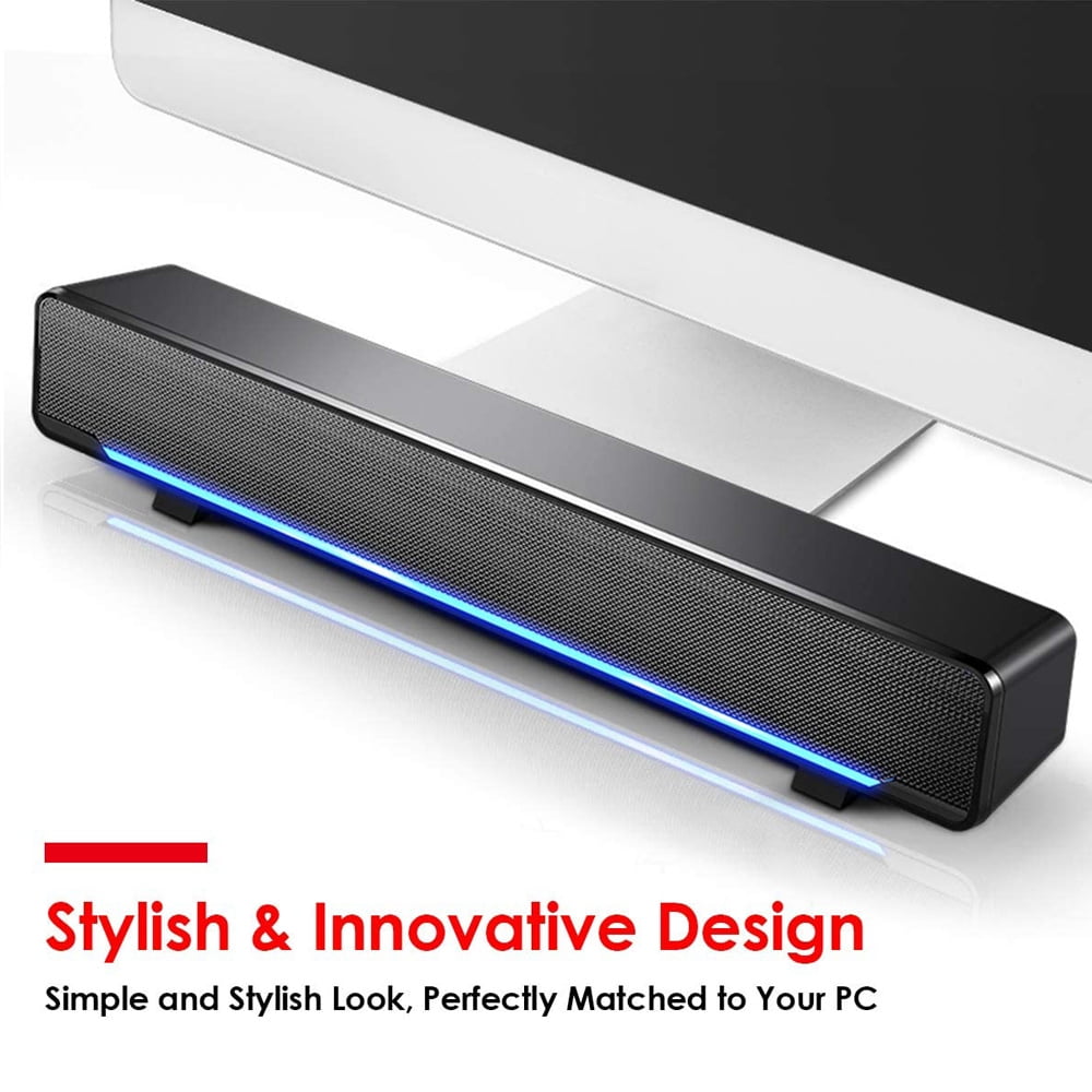 Ax Gear USB Powered 2.0 Channel Sound Bar Speakers for Computer Desktop & Laptop, Black, 3W (New)