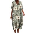 thumbnail image 2 of Ovzne Robes pour Femmes 2025 Robe de Plage Robes d'Été pour Femmes avec Poches Imprimées Robes Amples à Col en V Manches Courtes Robes de Printemps Manches Courtes Imprimées en Liquidation, 2 of 5