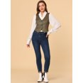 thumbnail image 3 of INSPIRE CHIC Veste Sans Manches à Carreaux Extensible Asymétrique pour Femme à Col en V, Taille Cintrée, à Boutons, 3 of 6