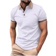 thumbnail image 2 of Lolmot Shirts for Men, Mens Patchwork Fallow Button Round Neck Sports Short Sleeve Shirt, 2 of 6