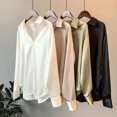 thumbnail image 4 of Chemise Boutonnée Style Décontracté pour Femmes Chemises de Voyage Boutonnées Chemise de Randonnée Travail Réunion Polyester Col à Revers Blouse Manches Longues Vêtements Blanc S, 4 of 9