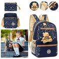 thumbnail image 1 of 4Pcs School Backpack Set Backpack Set with School Bag Crossbody Bag Storage Bag and Bear Pendant Canvas Backpack Set Teen Backpack Set for School Kid Travel, 1 of 7