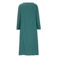 thumbnail image 4 of AherBiu Plus Size Dresses for Women Cotton Linen Long Sleeve Button Scoop Neck Ruched Loose Maxi Dress, 4 of 7