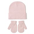 thumbnail image 1 of FAOWME Baby Knitted Hat And Glove Set Versatile Solid Color Fall Children Wool Pullover Hat Pink S, 1 of 2