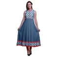 thumbnail image 1 of Bimba Robe Anarkali pour Femmes à Col Mandarin Imprimée Shibori Bleu Indigo Ethnique Indienne Kurta X-Small, 1 of 6