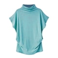 thumbnail image 3 of AMERTEER Blouse Décontractée en Coton à Manches Courtes et Col Roulé pour Femmes, Grande Taille, 3 of 5