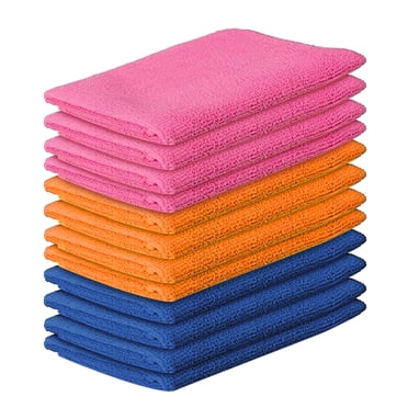 witspace 12 Pcs Chiffon de Nettoyage en Microfibre, Chiffon de Nettoyage de Cuisine Chiffons de Nettoyage pour Verre Chiffons de Lavage de Vaisselle de Cuisine avec Assortiment de Trois Couleurs