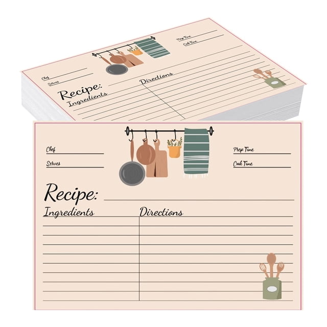 Recipe Card Stock,50 Sheets Recipe Cards,Double Sided Cards,Blank Cardstock Cards for Recording Recipes,Kitchen Diaries,Bridal Shower