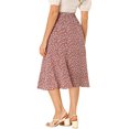 thumbnail image 3 of Unique Bargains Jupe Paysanne pour Femme à Taille Élastique, Ligne A, Midi, Imprimé Feuilles, Rouge Blanc, P, 3 of 7