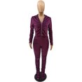thumbnail image 1 of Honganda Slim Pleated Zipper Hooded Top and Pants Two-piece Suit, 1 of 6