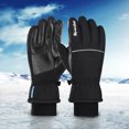 thumbnail image 1 of Gants Chauds d'Hiver en Molleton Imperméables et Coupe-Vent à Écran Tactile Antidérapants à Bandes Réfléchissantes Sports Cyclisme Ski Plein Air Travail, 1 of 8