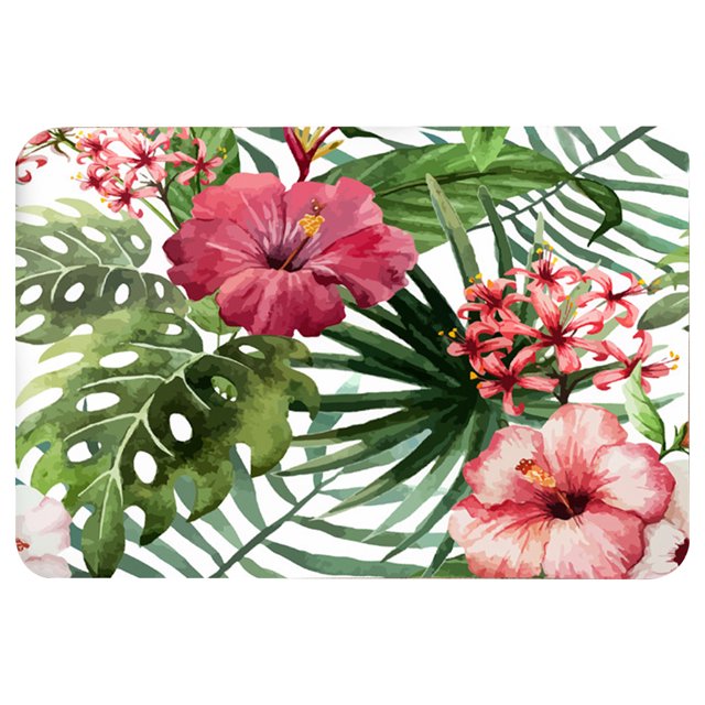 Floor Mat Absorbent Non-slip Flannel Plant Bath Mat Door Mat for Bathroom