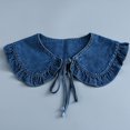 thumbnail image 1 of EIGTHTAIL Fake Collar - Solid Color Ruffle Trim Lace-up False Collar Dress Shirt Collar Insert Removable Denim False Collar, 1 of 7