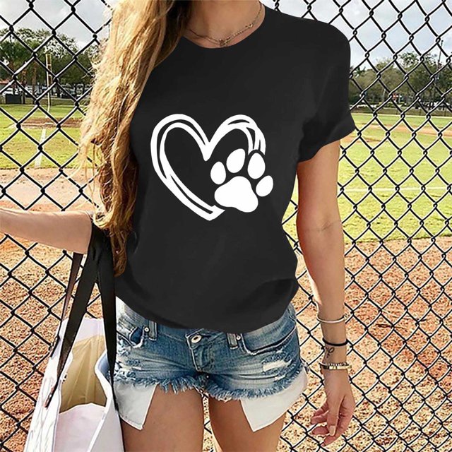 Pisexur T-shirt de la Saint-Valentin Haut Mode Femme Décontracté Col Rond Blouse Imprimée T-shirt à Manches Courtes Hauts d'Été