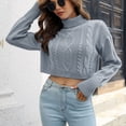 thumbnail image 4 of IROINID Women's Turtleneck Pullover Sweater Solid Color Leisure Cropped Long Sleeve Sexy Ruched Blouse Tops, 4 of 6