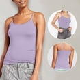 thumbnail image 4 of Hiiyo Women's Spaghetti Strap Camisole with Built-In Bra Summer Tank Top, Purple L, 4 of 5