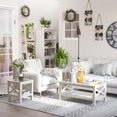 thumbnail image 4 of HOMCOM Table Basse Style Ferme avec Dessus en Verre Trempé et Tablette de Rangement Inférieure, pour Salon et Chambre, 4 of 10