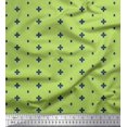 thumbnail image 1 of Soimoi Green Rayon Fabric Geometric Plus Sign & Jamdani Printed Fabric 1 Yard 42 Inch Wide, 1 of 1