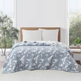 thumbnail image 1 of Mainstays Iris Leaf Stitched Quilt, Full/Queen, Light Blue, Reversible Lightweight Bedding, 1 of 4
