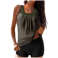 thumbnail image 1 of RKSTN Tankini Swimsuits for Women Summer Fashion Solid ColorConservative Two Piece Set Bathing Suits with Boyshorts Loose Plus Size Round Neck Sleeveless Pleated Swimsuits, 1 of 5