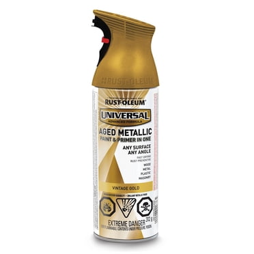 Rust-Oleum Universal Aged Metallic Spray Paint & Primer in One, Vintage Gold, 312 g, Aerosol, Any Surface