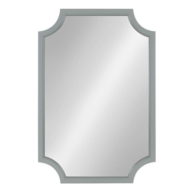 Kate and Laurel Hogan Wood Framed Mirror with Scallop Corners, 24x36 Inches, Gray