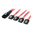 thumbnail image 1 of StarTech.com 1m Serial Attached SCSI SAS Cable - SFF-8087 to 4x Latching SATA SAS cable (SAS8087S4100) - SATA / SAS cable - Serial ATA 150/300/600 - 4-Lane - SATA (R) to 36 pin 4i Mini MultiLane (P) - 3.3 ft - latched - red, 1 of 3